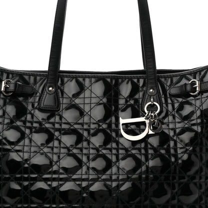 Christian Dior Patent Cannage Medium Panarea Tote Black 8 of 11