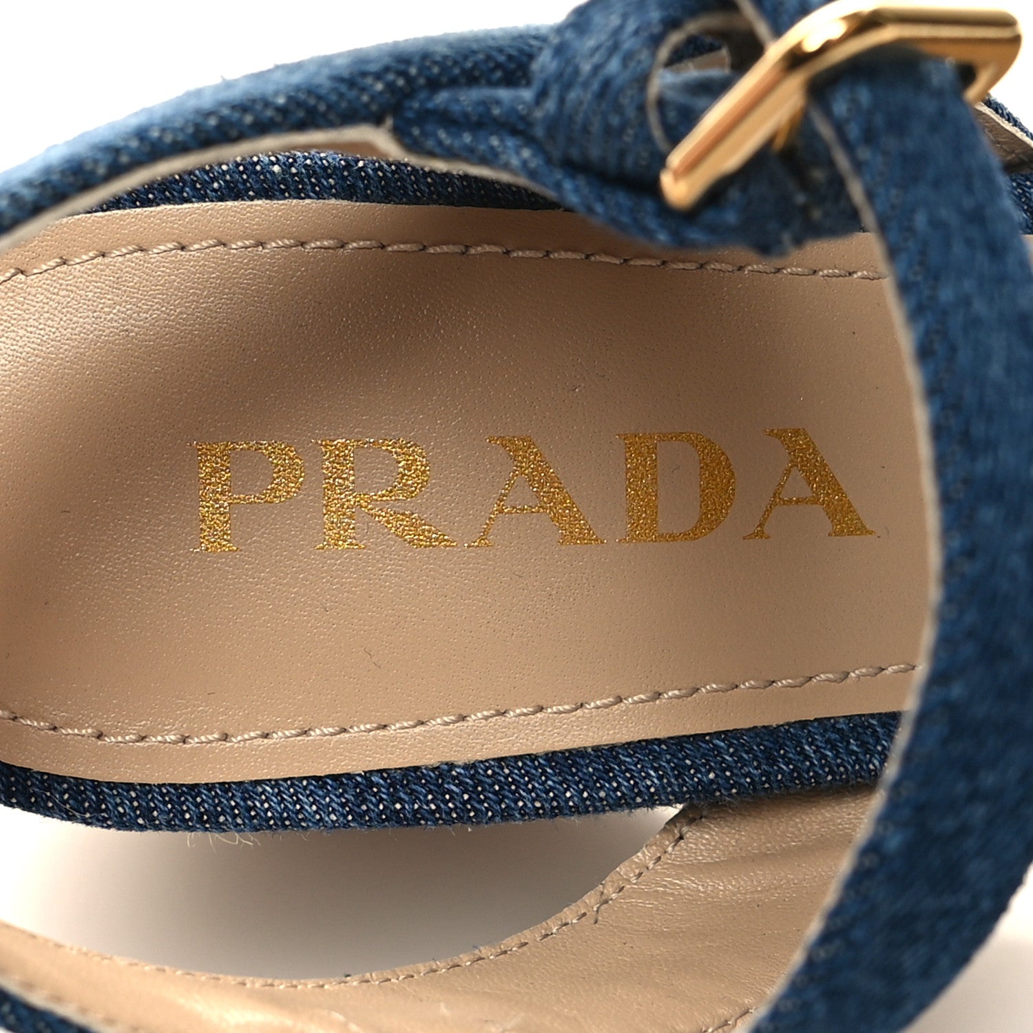 Prada Denim Logo Espadrille 70mm Wedge Sandals 36 Bleu 8 of 8