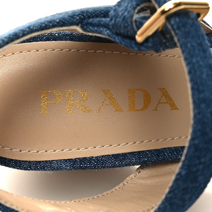 Prada Denim Logo Espadrille 70mm Wedge Sandals 36 Bleu 8 of 8