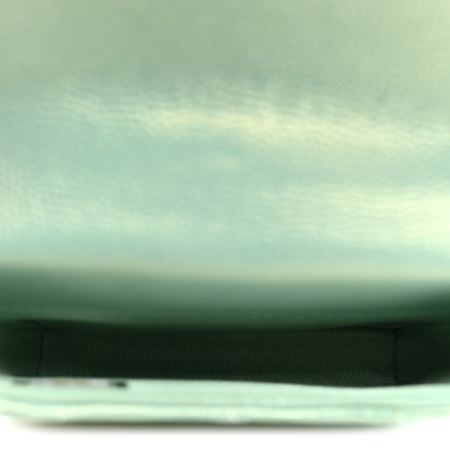 Iridescent Caviar Quilted Pearl On Top Coin Purse With Chain Light Green