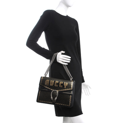 Gucci X SEGA Calfskin GUCCY Stars Medium Dionysus Shoulder Bag Black Gold 2 of 8