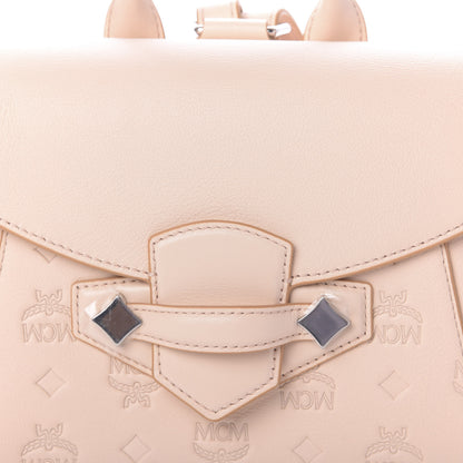 MCM Calfskin Essential Monogram Small Backpack Bisque 9 of 10