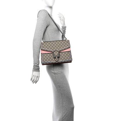 Gucci GG Supreme Monogram Suede Crystal Medium Dionysus Shoulder Bag Beige Ebony Light Peonia 2 of 13