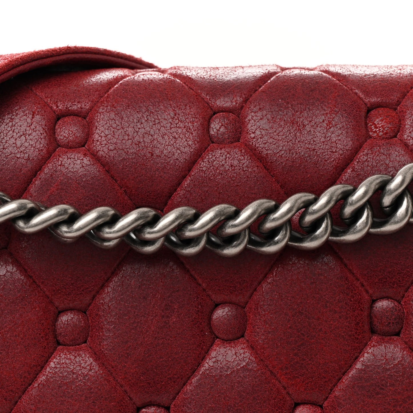 Nubuck Chesterfield Quilted Large Celtic Boy Flap Red