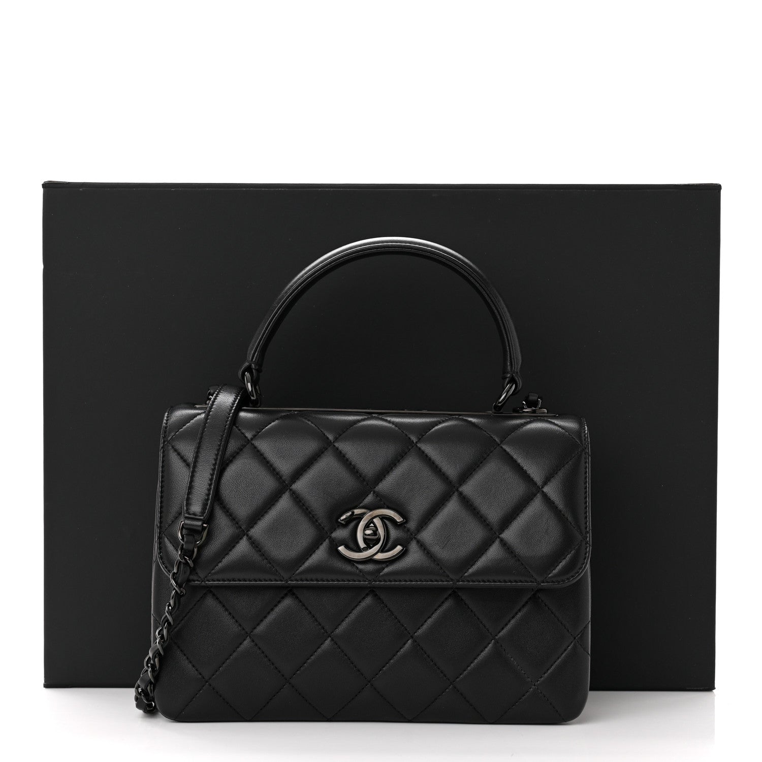 Chanel Lambskin Quilted Small Trendy CC Dual Handle Flap Bag So Black 14 of 14