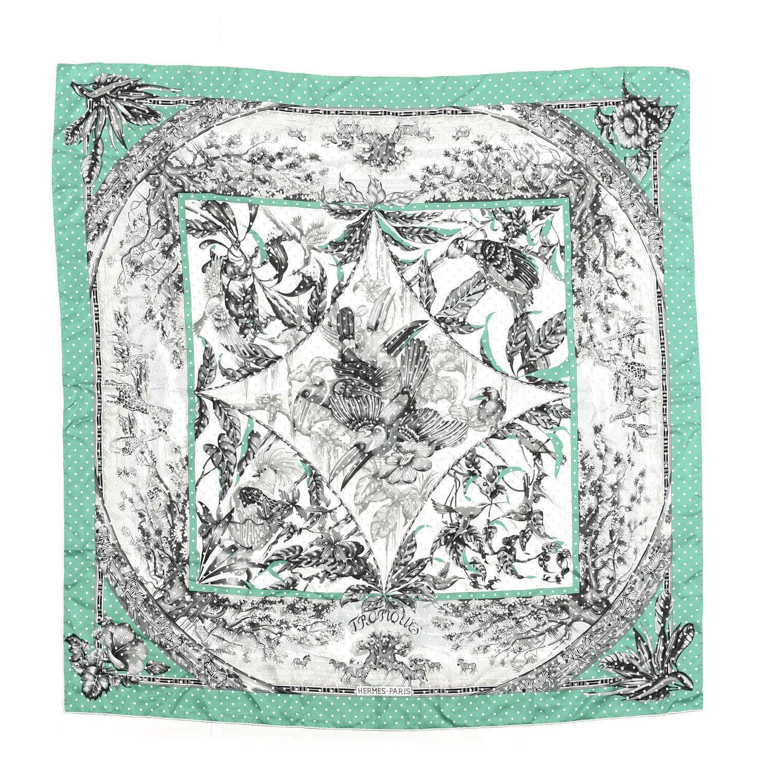 Hermes Silk Carre Tropiques Poinconne Shawl 140 1 of 3