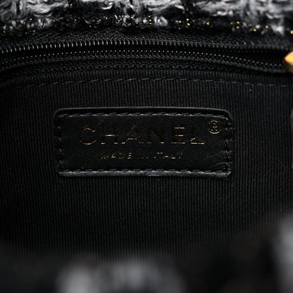 Chanel Wool Tweed Quilted Small Elegant Chain Flap Black Grey 6 of 9