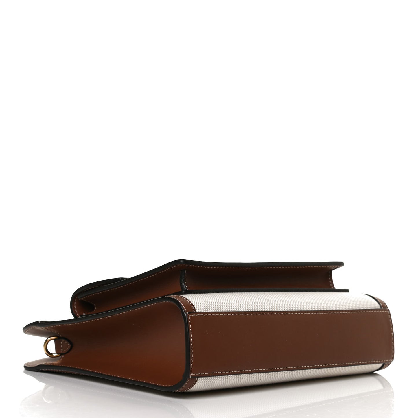 Canvas Smooth Calfskin Two Tone Mini Pocket Bag Natural Malt Brown