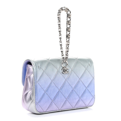 Chanel Gradient Metallic Calfskin Quilted Clutch Silver Blue Yellow Purple 3 of 9