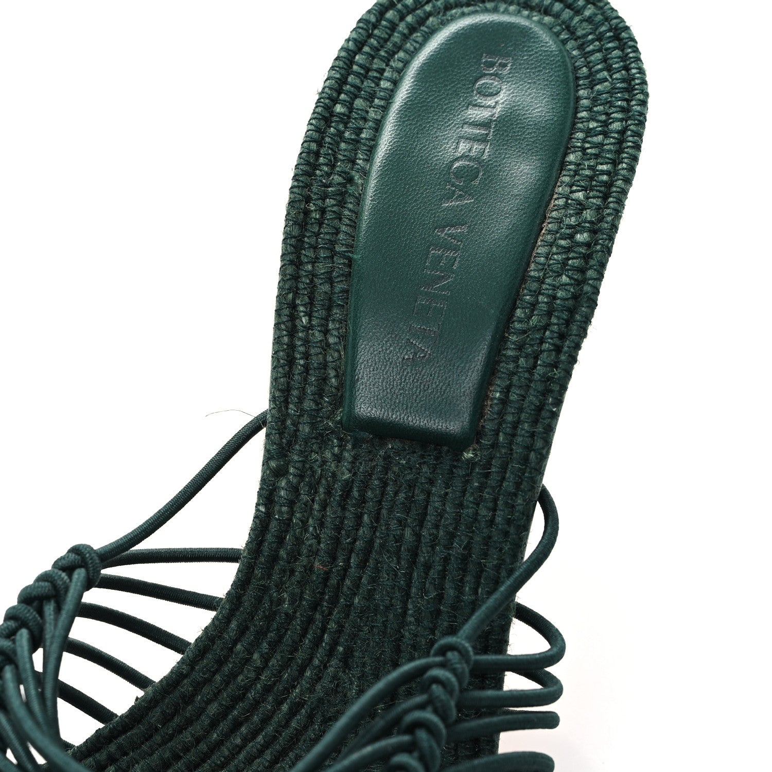 Bottega Veneta Raffia Elasticized Stretch Mule Sandals 37.5 Emerald Green 10 of 10