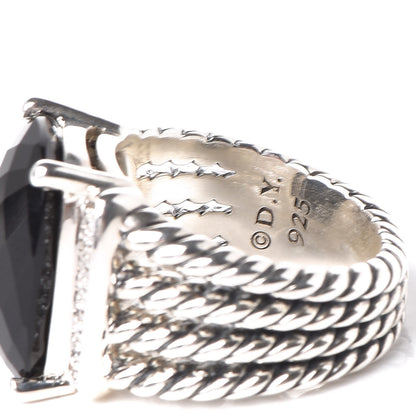 David Yurman Sterling Silver Diamond Black Onyx 16mm Wheaton Ring 52 6 5 of 6