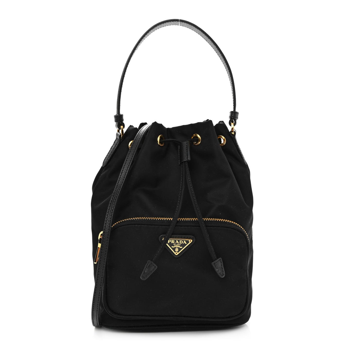 Re-Nylon Duet Drawstring Shoulder Bag Black