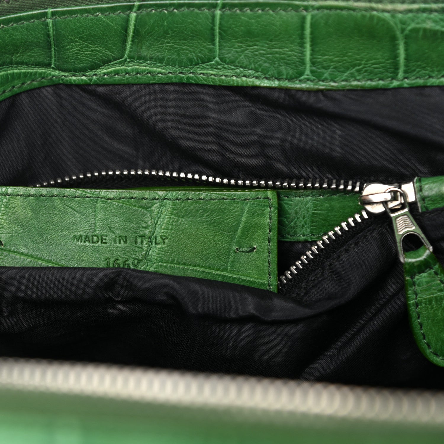 Balenciaga Crocodile Classic Silver Hardware Work Green 7 of 17