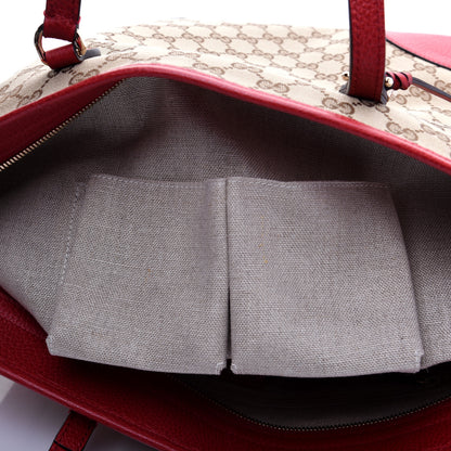 Gucci Monogram Bree Zippered Tote Beige Red 11 of 12