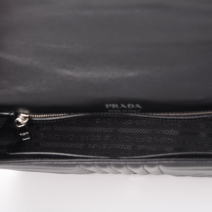 Prada Soft Calfskin Impunture Diagramme Medium Chain Flap Shoulder Bag Black 4 of 6