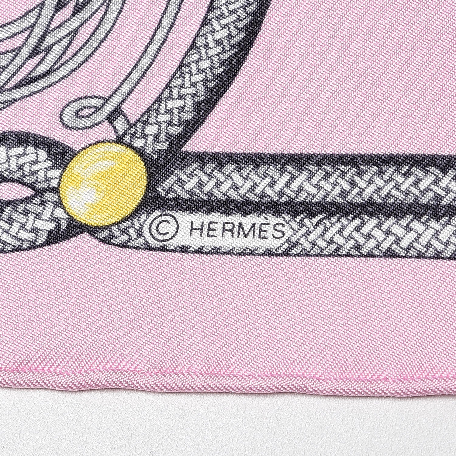 Hermes Silk Brandebourgs Pocket Square Rose Dragee Gris Anthracite 4 of 6