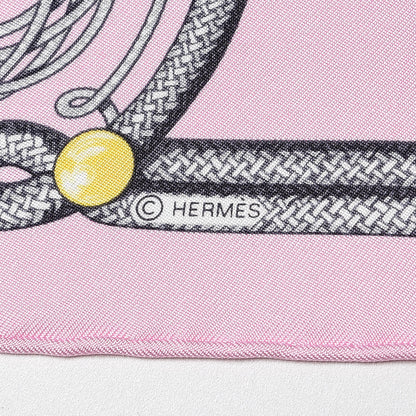 Hermes Silk Brandebourgs Pocket Square Rose Dragee Gris Anthracite 4 of 6