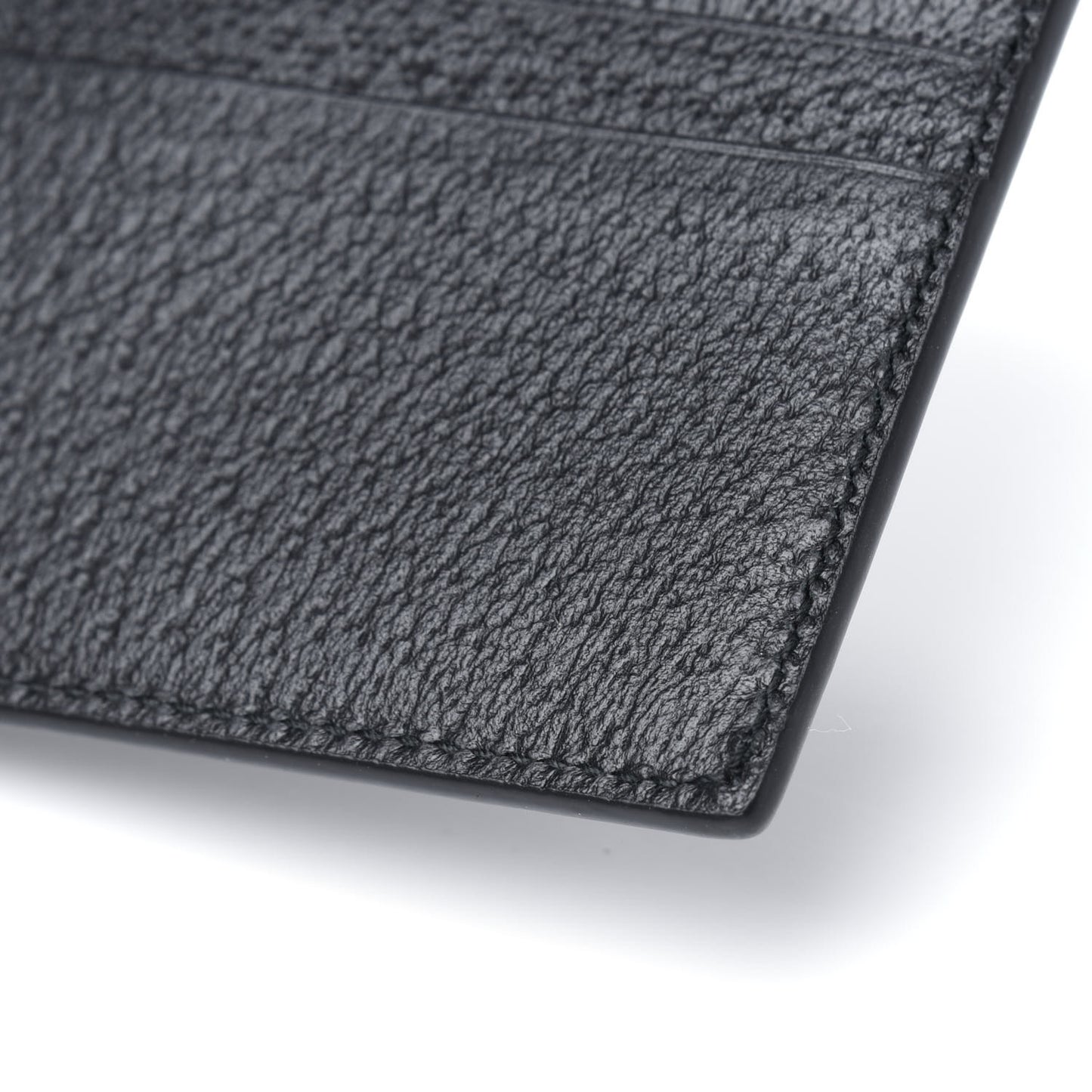 Calfskin Boar Effect Web Bi-Fold Wallet Black