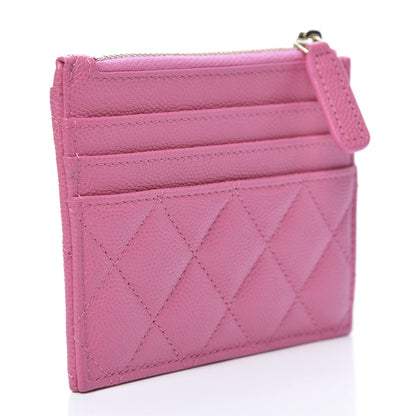 Chanel Caviar Quilted CC Zip Card Holder Pink 3 of 8