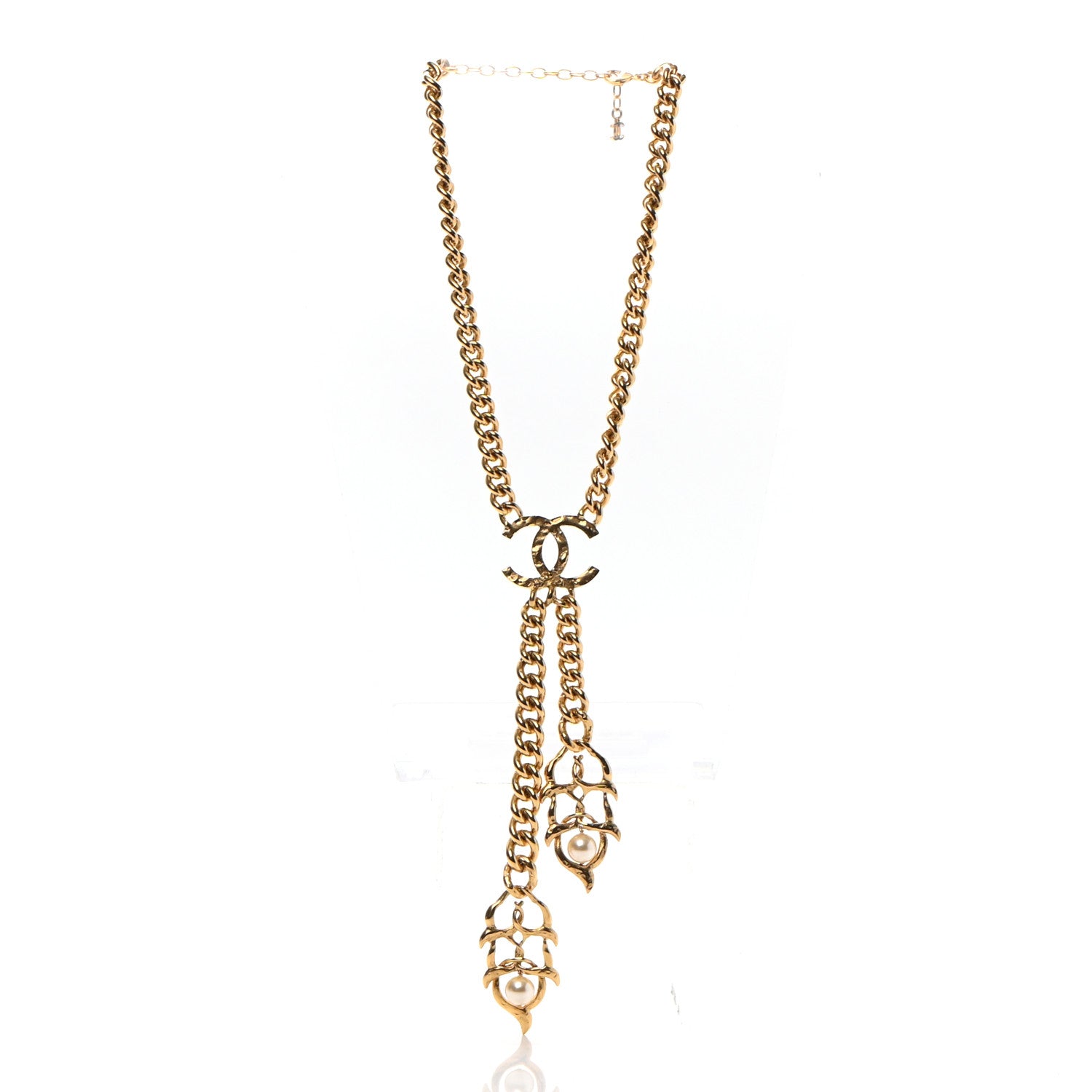 Chanel Pearl Metal CC Chain Necklace Gold 3 of 5