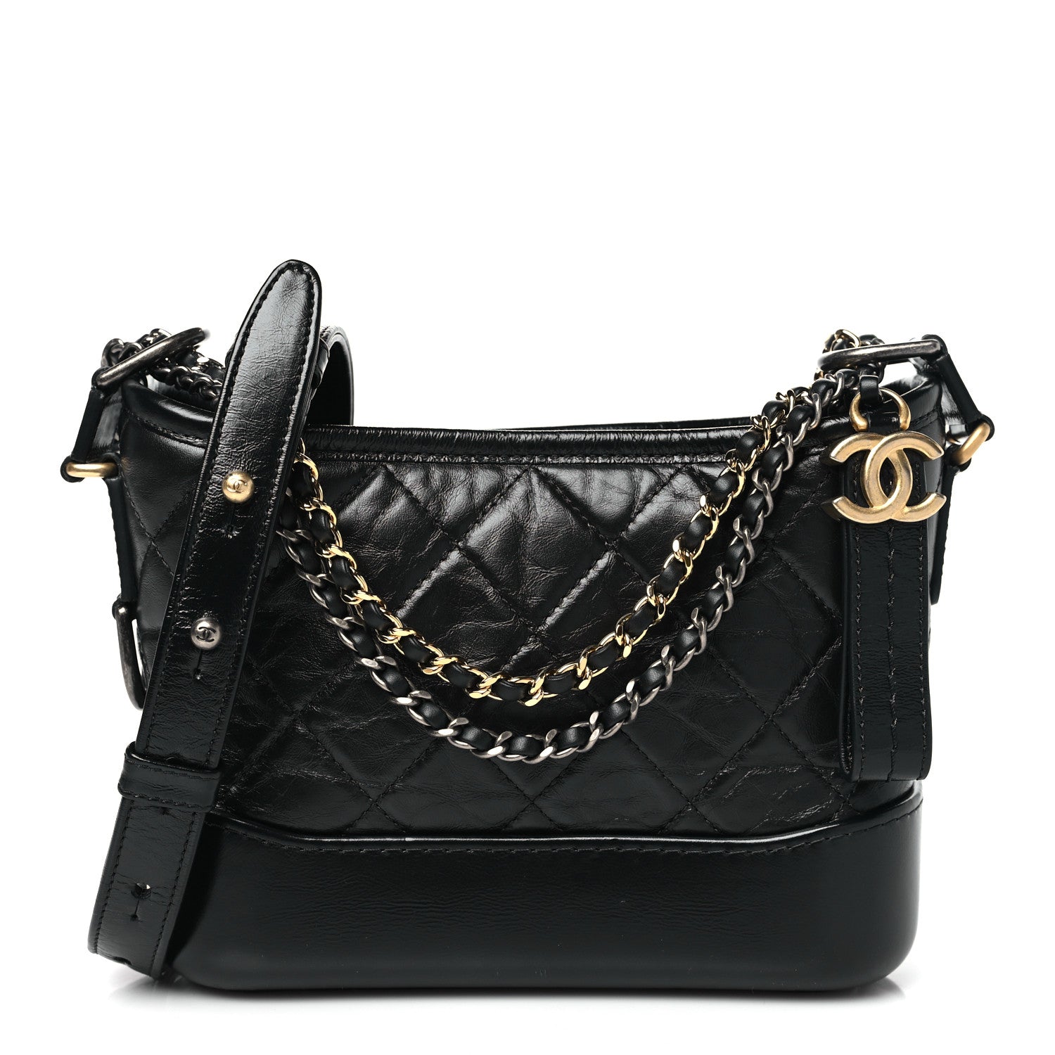 Chanel Aged Calfskin Quilted Small Gabrielle Hobo Black 1 of 10