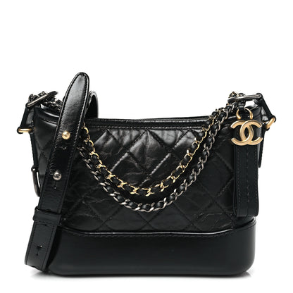 Chanel Aged Calfskin Quilted Small Gabrielle Hobo Black 1 of 10