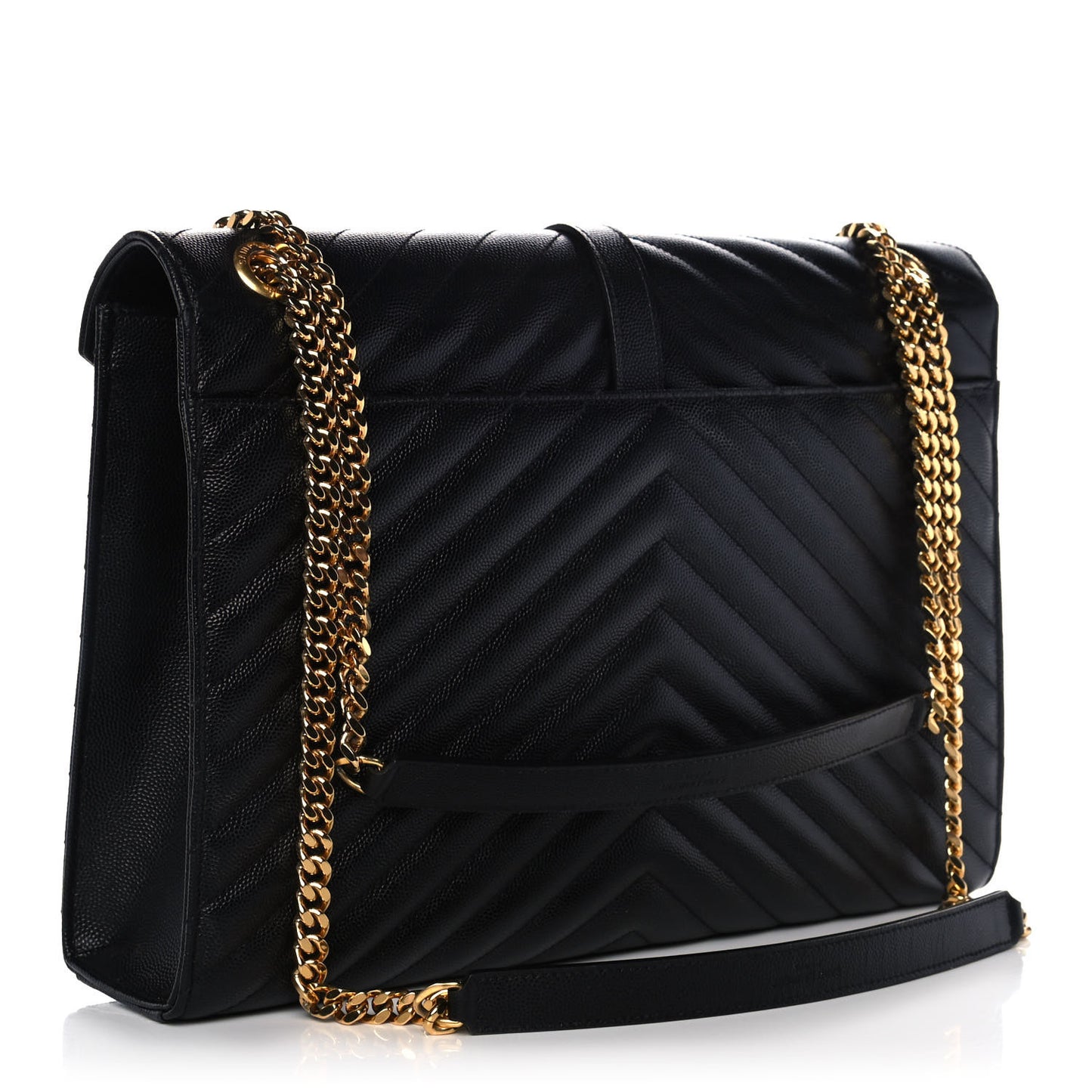 Grain De Poudre Matelasse Chevron Large Monogram Satchel Black