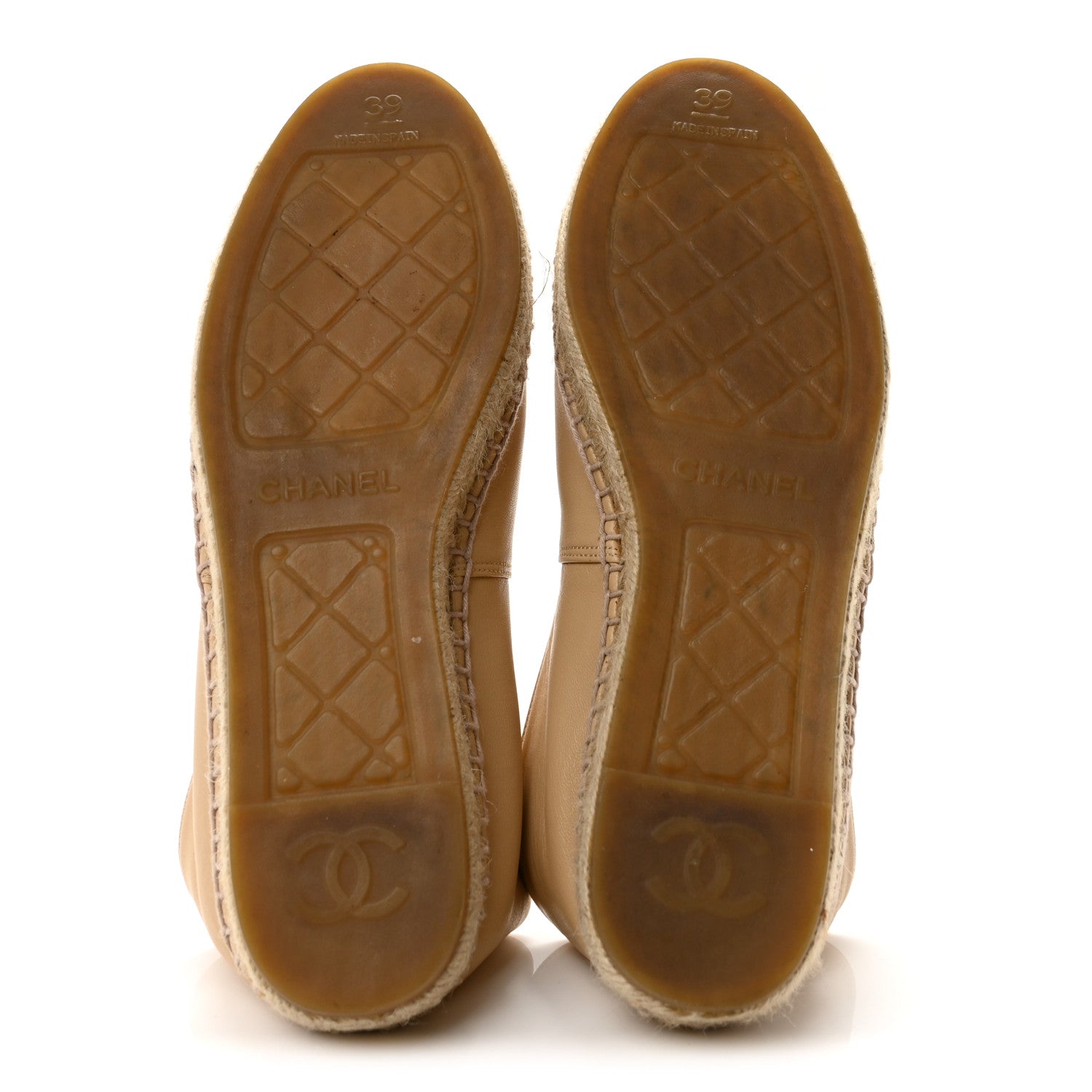 Chanel Lambskin CC Espadrilles 39 Beige Black 6 of 9