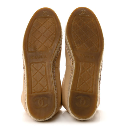 Chanel Lambskin CC Espadrilles 39 Beige Black 6 of 9
