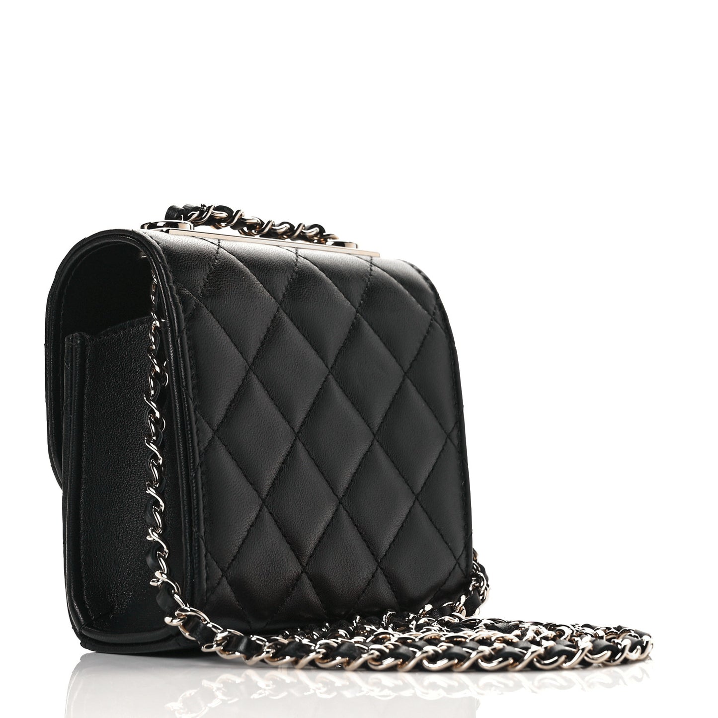 Lambskin Quilted Mini Trendy CC Chain Wallet Black