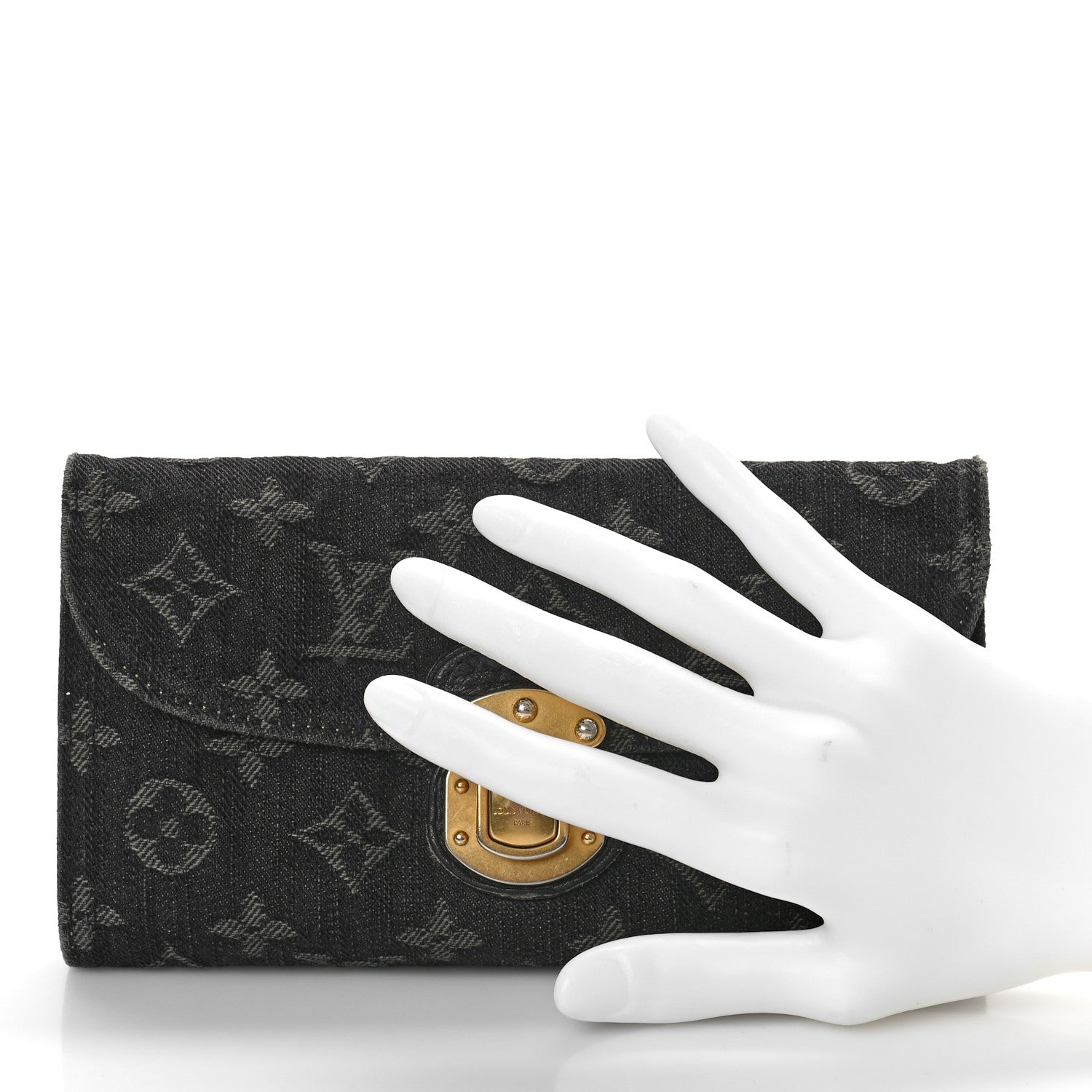 Louis Vuitton Denim Amelia Wallet Black 2 of 8