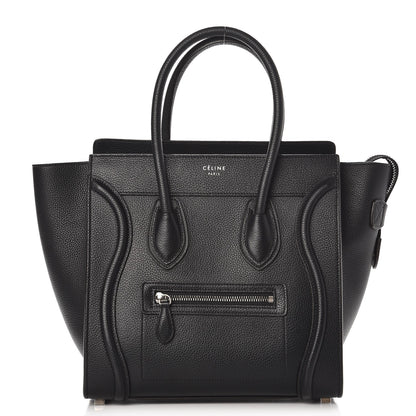 Celine Drummed Calfskin Micro Luggage Black 1 of 10