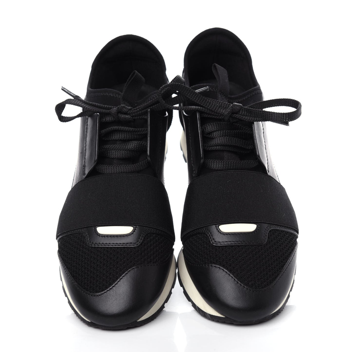 Mesh Calfskin Neoprene Suede Womens Race Runner Sneakers 37 Black