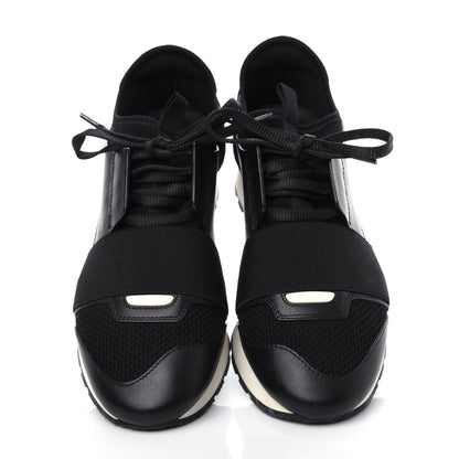 Balenciaga Mesh Calfskin Neoprene Suede Womens Race Runner Sneakers 37 Black 5 of 9