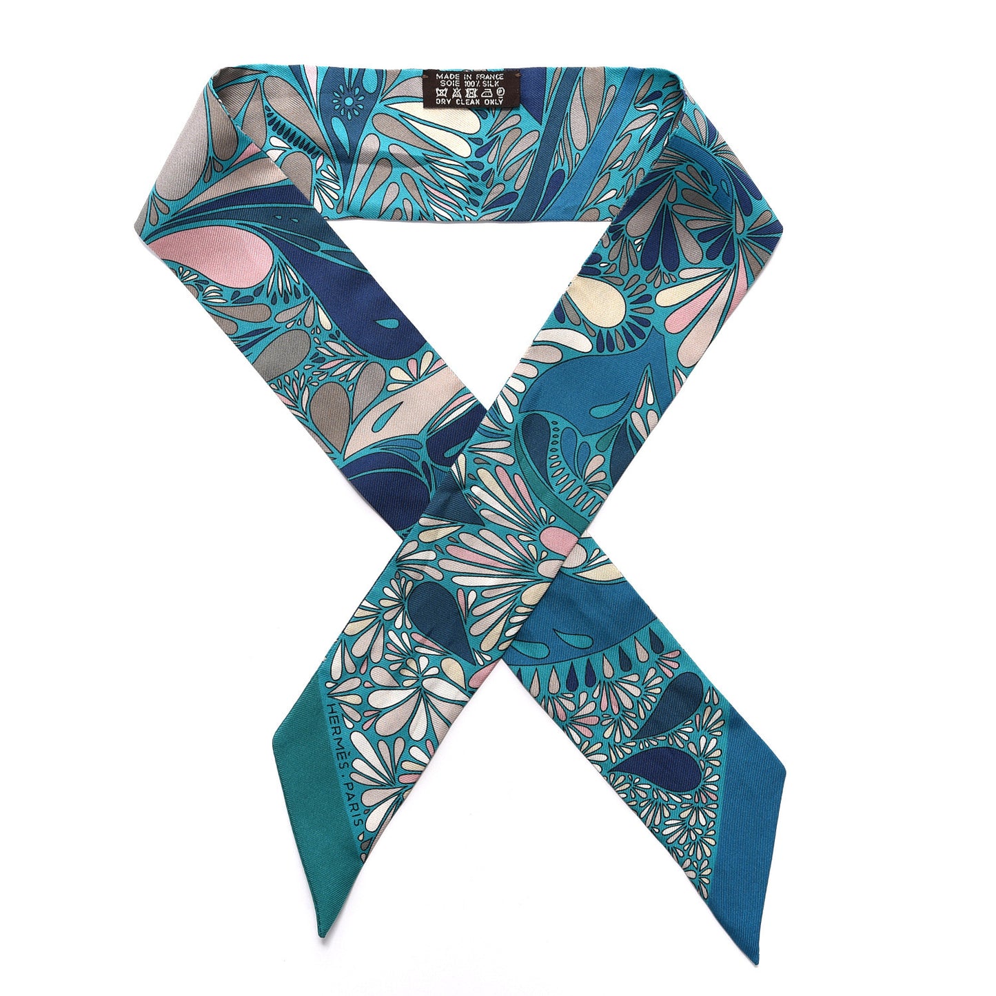 Silk Millefleurs du Mexique Twilly Canard Marine Rose Poudre