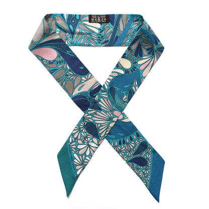 Hermes Silk Millefleurs du Mexique Twilly Canard Marine Rose Poudre 1 of 4