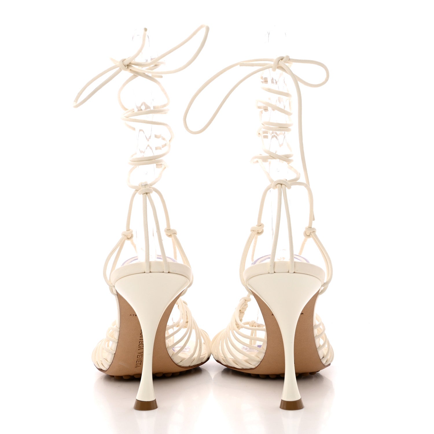 Bottega Veneta Nappa Dot Ankle Tie Sandals 39 White 5 of 9