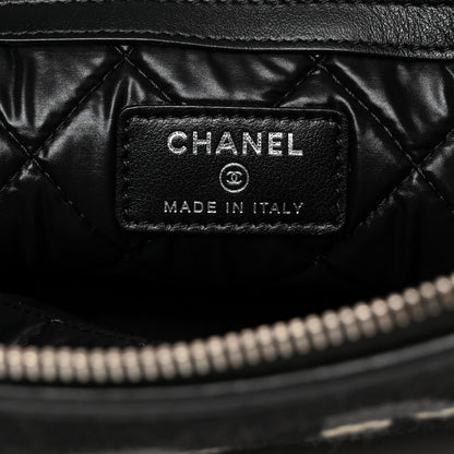 Chanel Striped Canvas Large Deauville Pouch Clutch Black 6 of 7