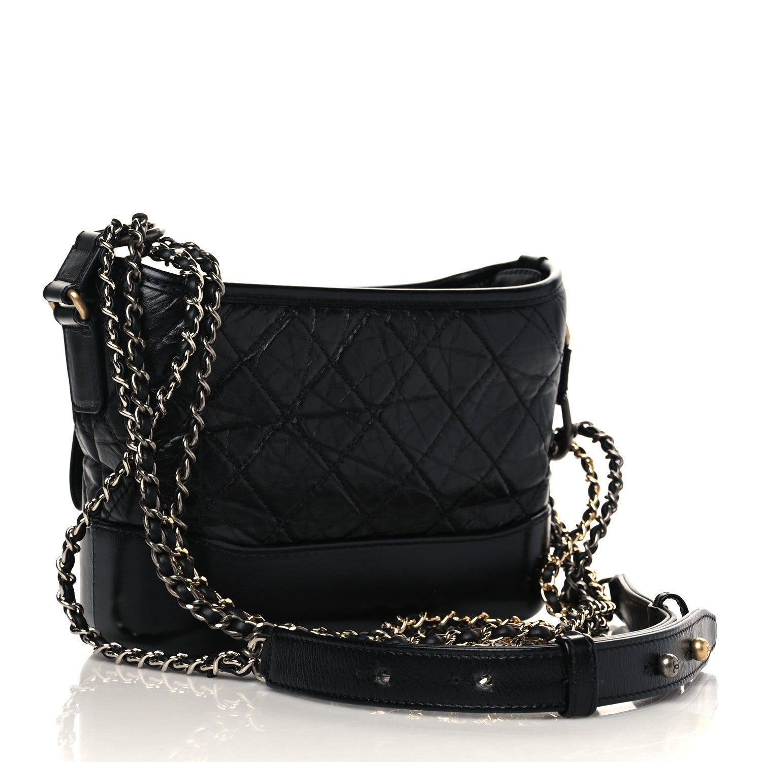 Chanel Aged Calfskin Quilted Small Gabrielle Hobo Black 3 of 7