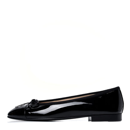 Chanel Patent CC Cap Toe Ballerina Flats 36 Black 1 of 6