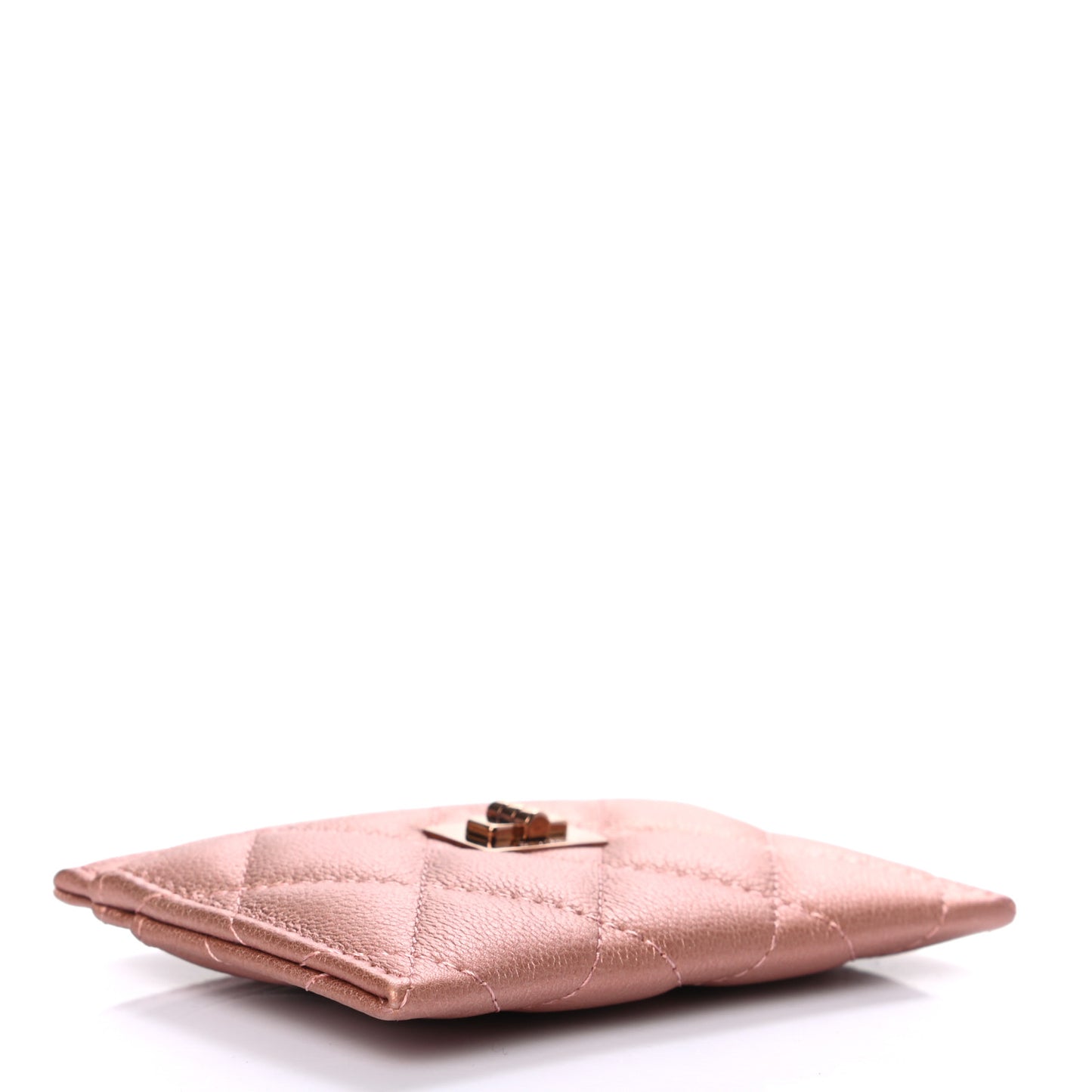 Metallic Caviar Quilted Reissue Card Holder Rose Gold