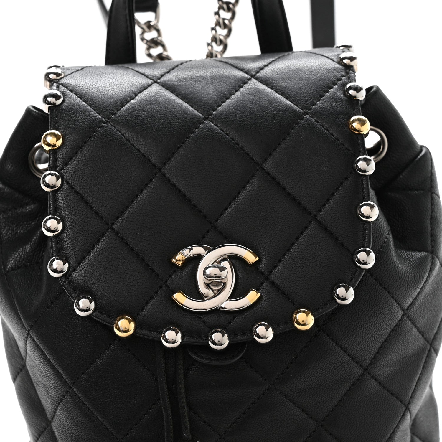 Chanel Lambskin Quilted Metallic Bubble Backpack Black 7 of 9