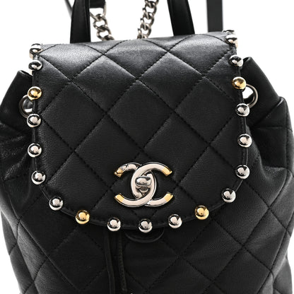 Chanel Lambskin Quilted Metallic Bubble Backpack Black 7 of 9