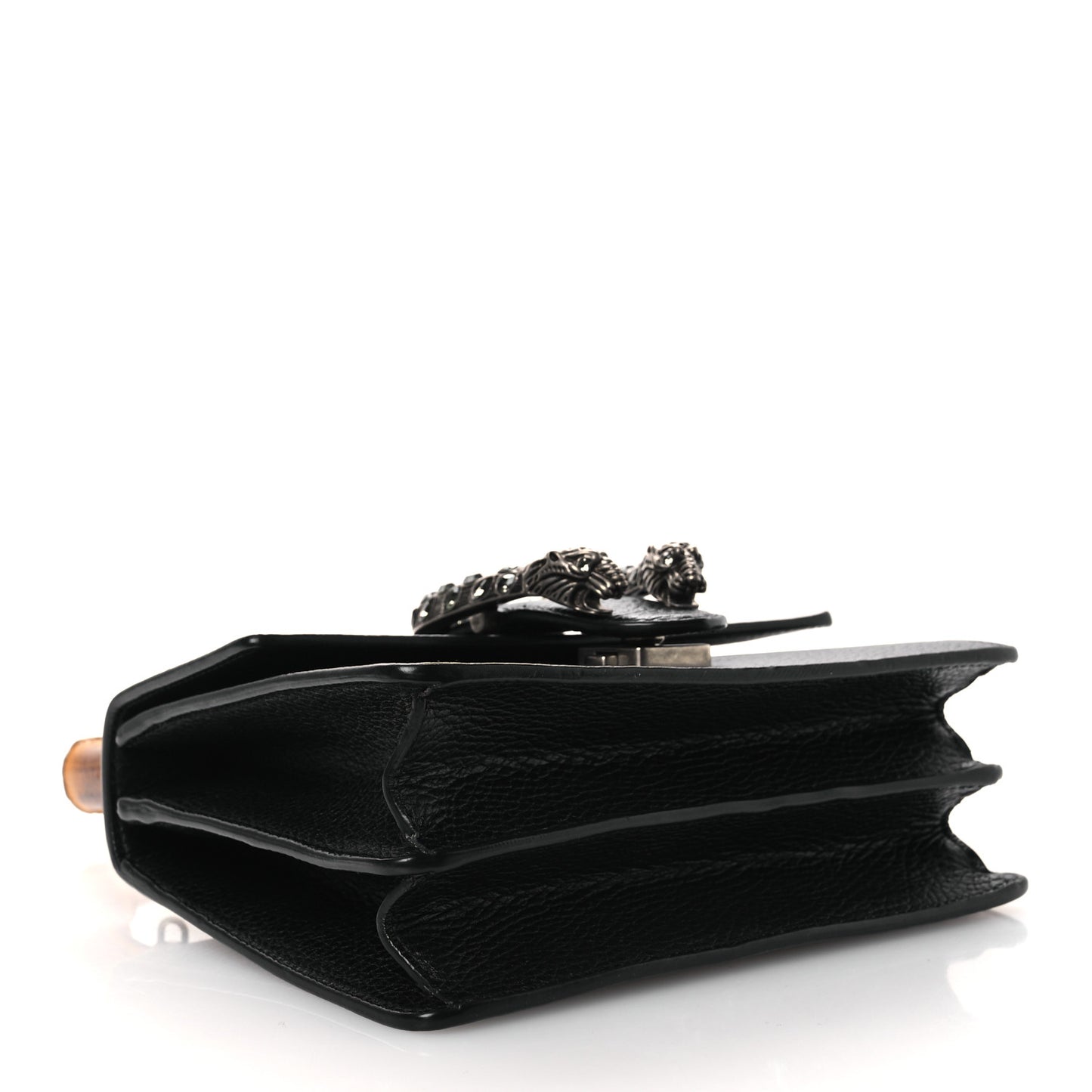 Dollar Calfskin Crystal Web Mini Dionysus Bamboo Top Handle Bag Black Diamond