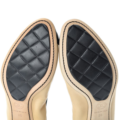 Chanel Lambskin Camellia CC Elastic Stretch Pumps 36 Beige Black 9 of 10