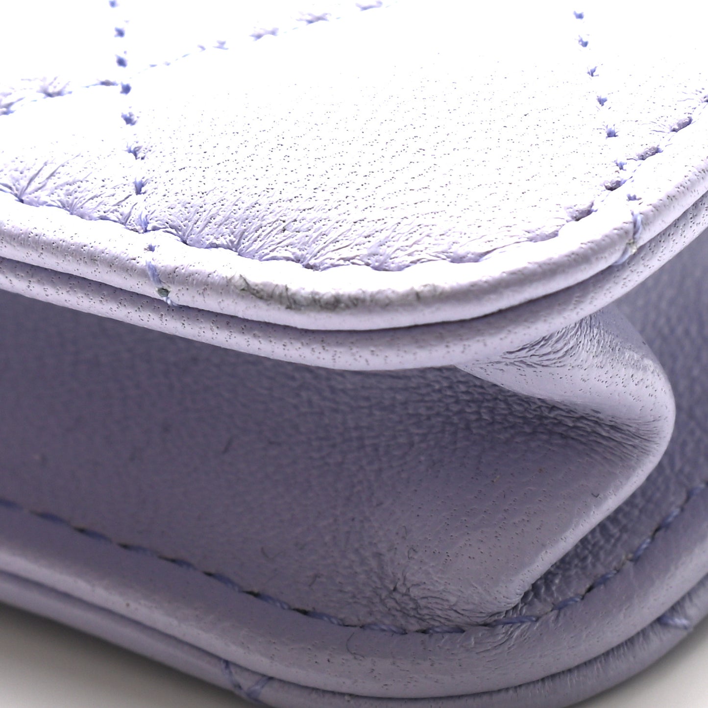 Lambskin Quilted Top Handle Flap Coin Purse With Chain Light Purple