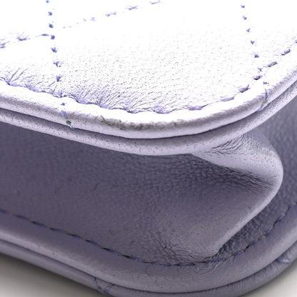 Chanel Lambskin Quilted Top Handle Flap Coin Purse With Chain Light Purple 11 of 11