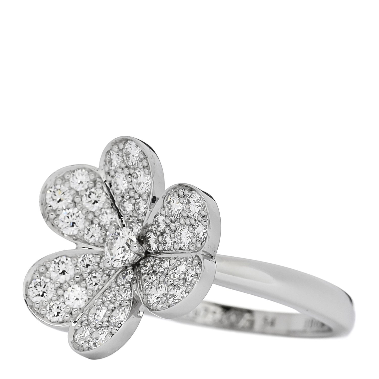Van Cleef & Arpels 18K White Gold Diamond Small Frivole Ring 54 6.75 3 of 6