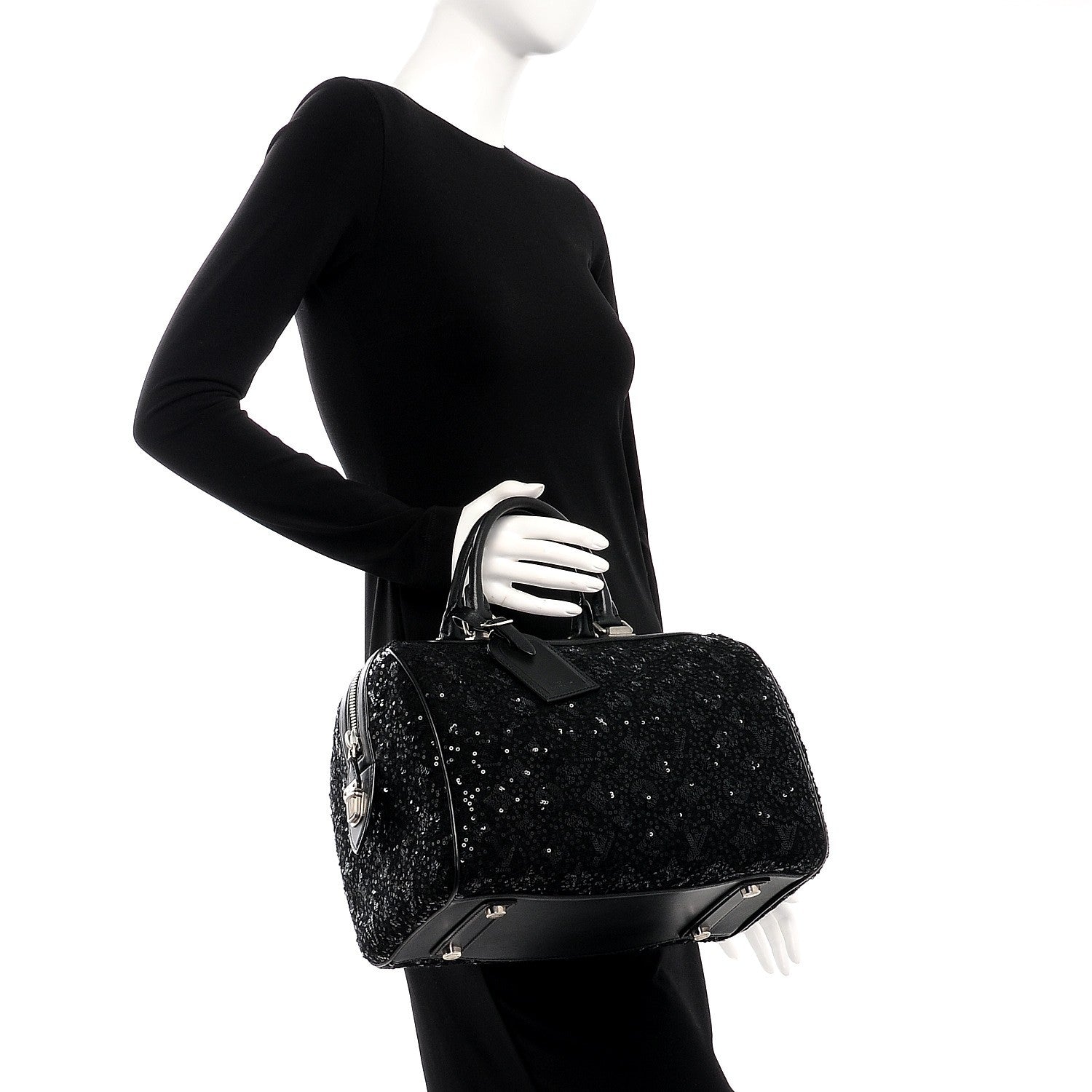 Louis Vuitton Sequin Monogram Sunshine Express Speedy Black 2 of 8