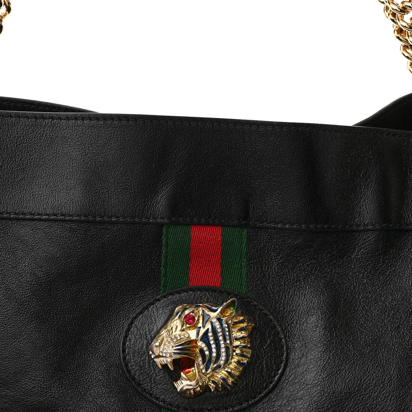Calfskin Large Rajah Chain Tote Black